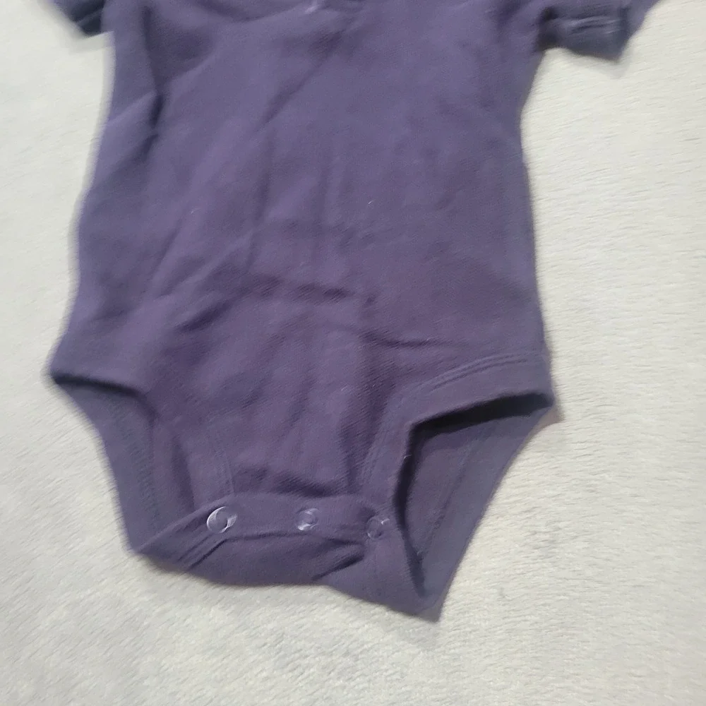 OshKosh‎ B'gosh Polo Bodysuit Kids 18M Navy Blue Solid Short Sleeve Pique Cotton
